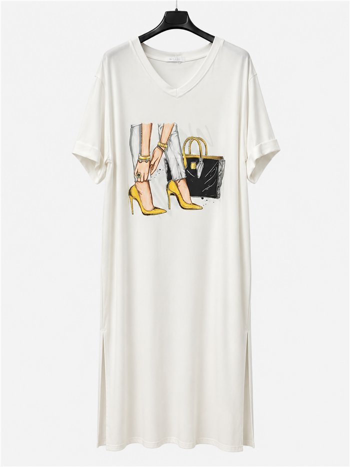 Vestido midi ilustración moda