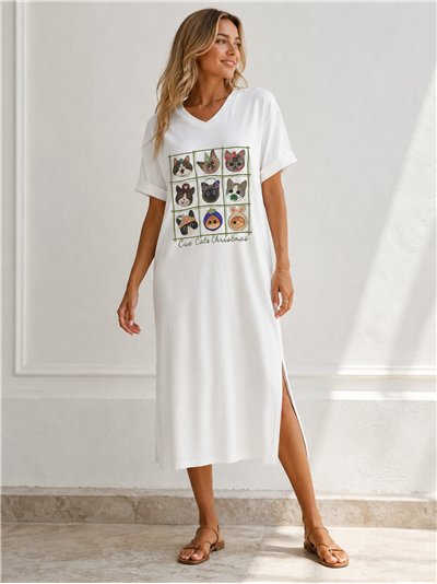 Vestido midi gatitos