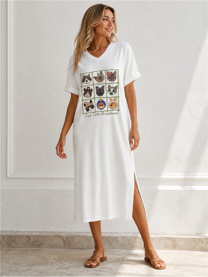 Vestido midi gatitos