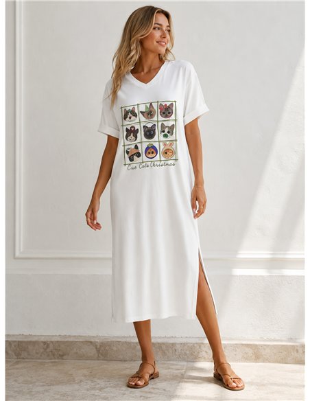 Vestido midi gatitos