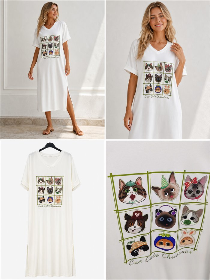 Vestido midi gatitos