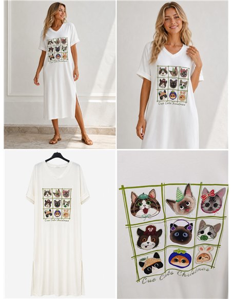 Vestido midi gatitos