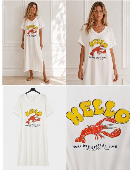 Vestido midi langosta