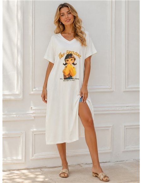 Vestido midi chica pop mostaza