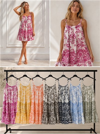 Vestido corto de tirantes con estampado paisley 2