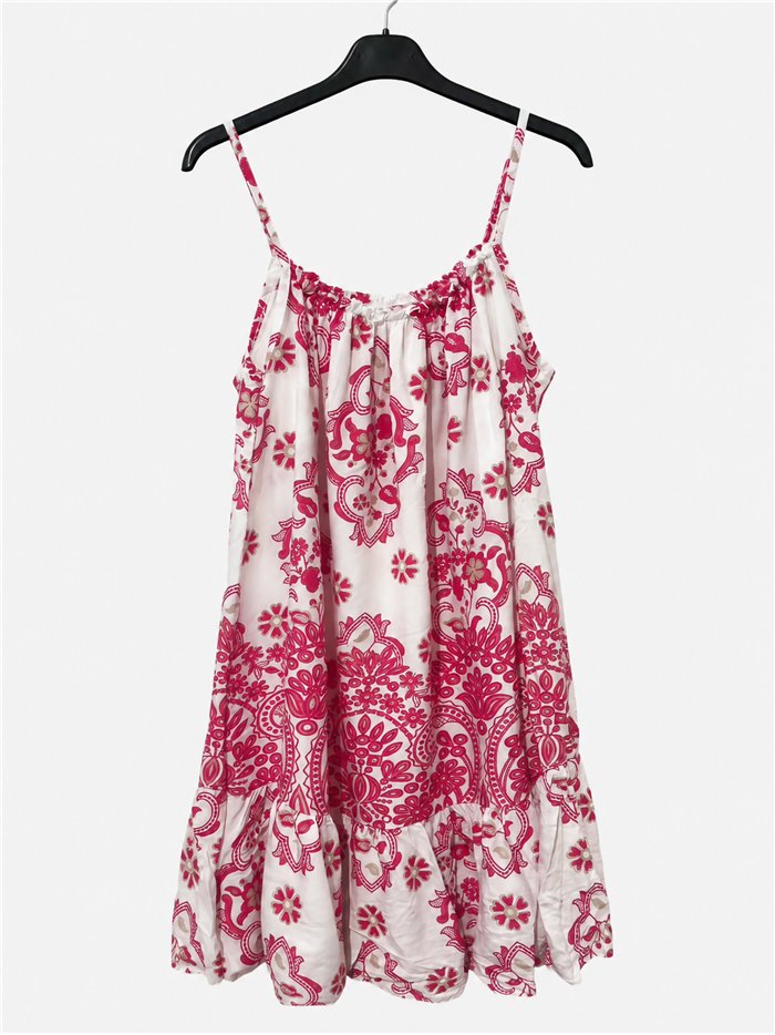 Vestido corto de tirantes con estampado paisley