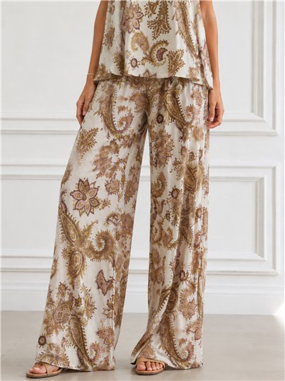 Pantalón lycra palazzo estampado paisley