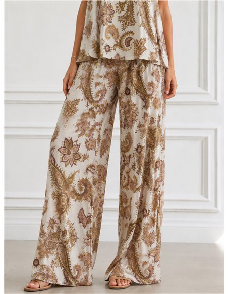 Pantalón lycra palazzo estampado paisley