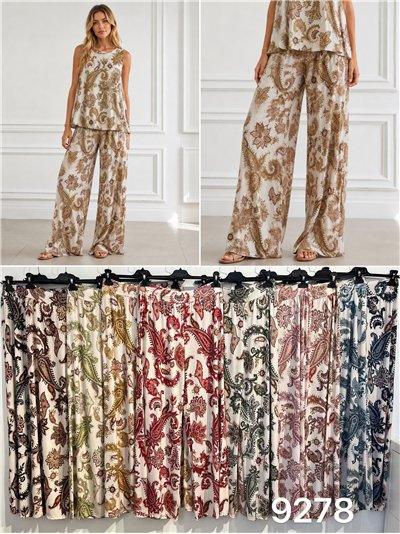 Pantalón lycra palazzo estampado paisley 2