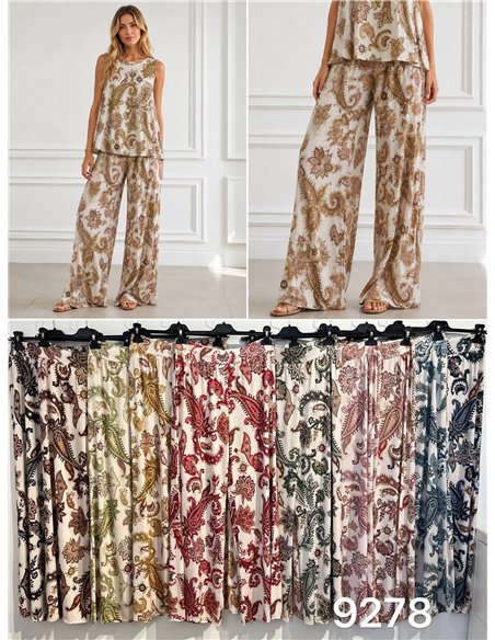 Pantalón lycra palazzo estampado paisley