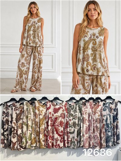 Blusa lycra sin mangas con estampado paisley 2