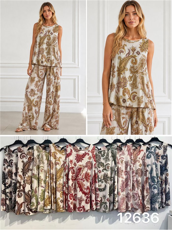 Blusa lycra sin mangas con estampado paisley