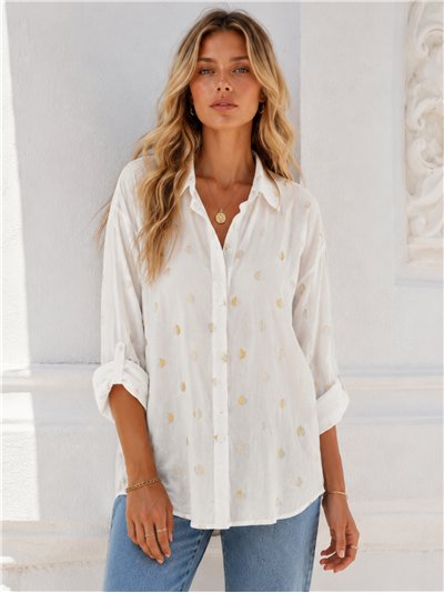 Camisa amplia con lunares bordados