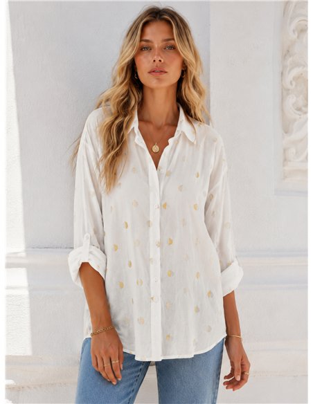 Camisa amplia con lunares bordados