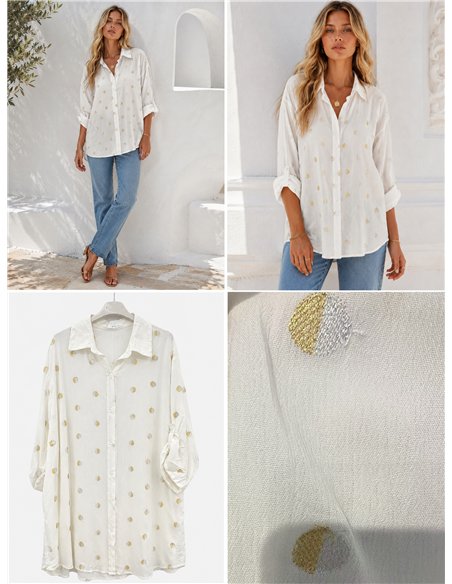 Camisa amplia con lunares bordados