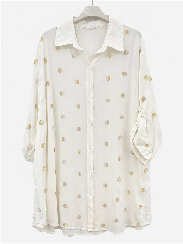 Camisa amplia con lunares bordados