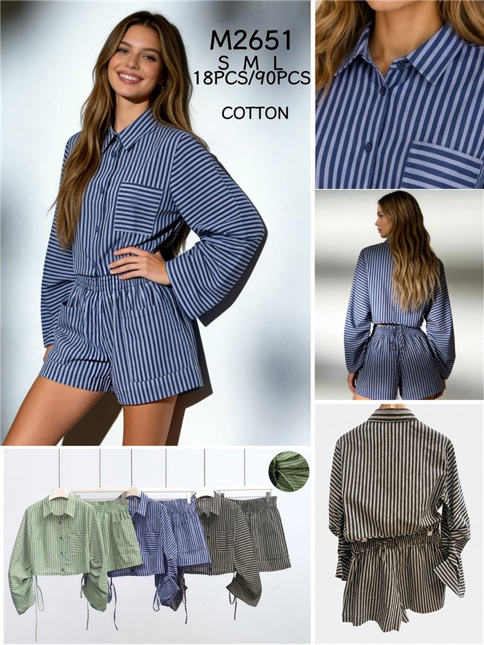 Conjunto camisa rayas y short