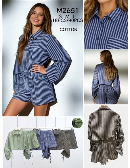 Conjunto camisa rayas y short