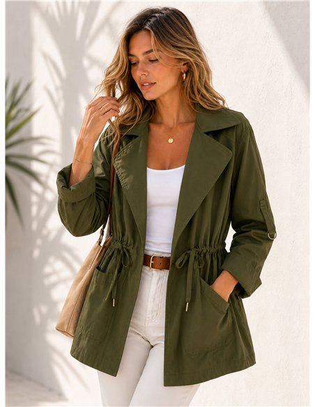 Chaqueta parka algodón con cintura ajustable