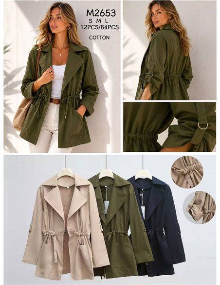Chaqueta parka algodón con cintura ajustable