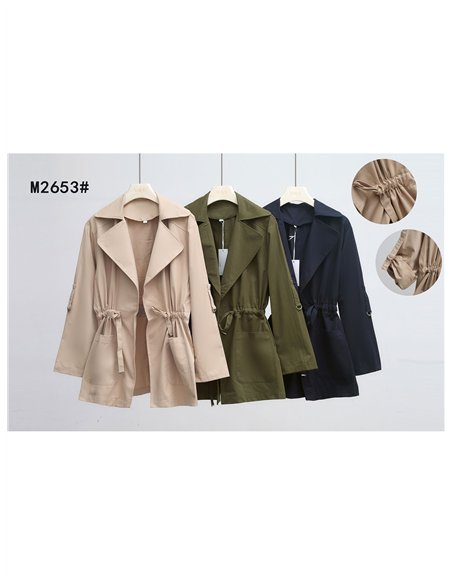 Chaqueta parka algodón con cintura ajustable