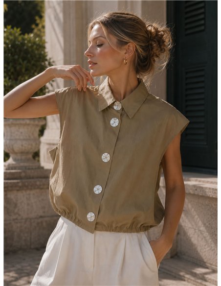 Camisa algodón con botones grandes