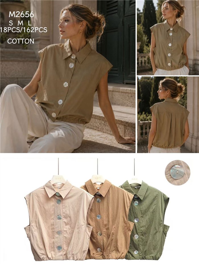 Camisa algodón con botones grandes
