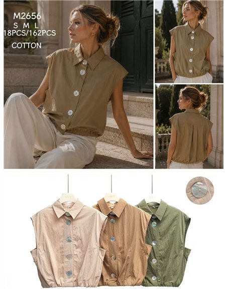 Camisa algodón con botones grandes