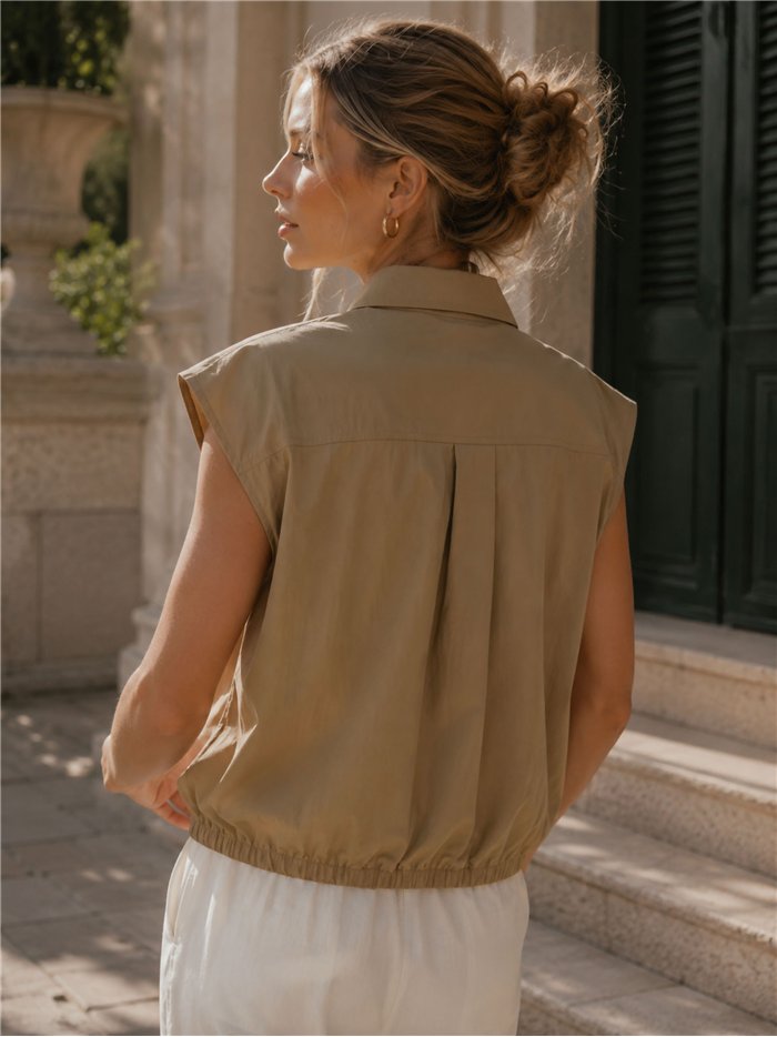 Camisa algodón con botones grandes