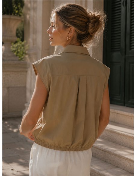 Camisa algodón con botones grandes