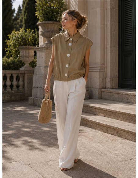 Camisa algodón con botones grandes