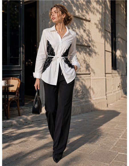 Camisa algodón con encaje lateral