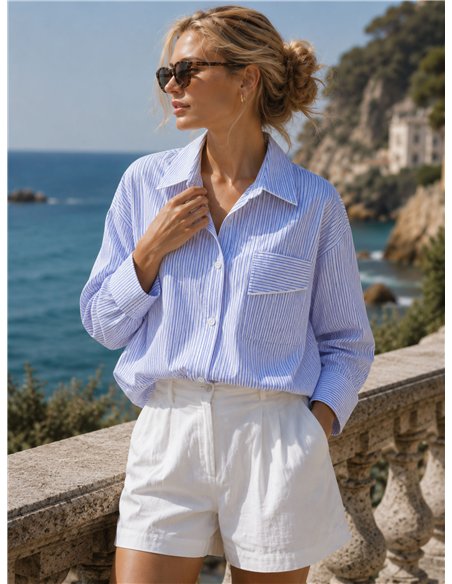 Camisa rayas algodón con bolsillo