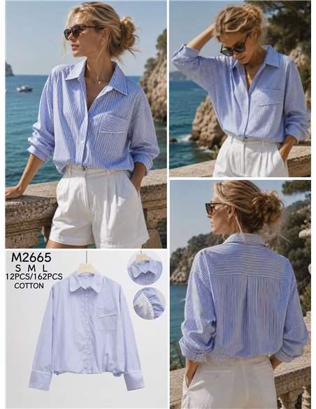 Camisa rayas algodón con bolsillo