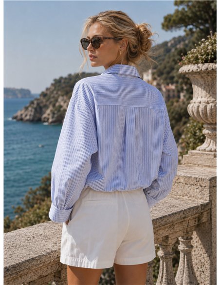 Camisa rayas algodón con bolsillo