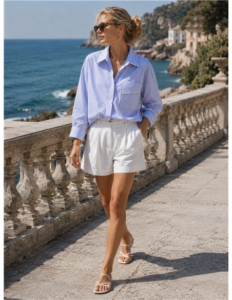 Camisa rayas algodón con bolsillo