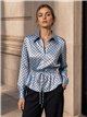 Camisa satinada lunares con cintura ajustable