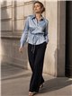 Camisa satinada lunares con cintura ajustable
