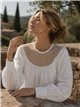 Blusa algodón con canesú rejilla