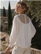 Blusa algodón con canesú rejilla