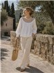 Blusa algodón con canesú rejilla