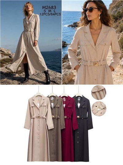 Midi-Hemdkleid mit Gürtel 2