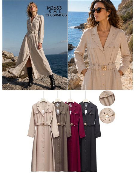 Vestido midi camisa com cinto