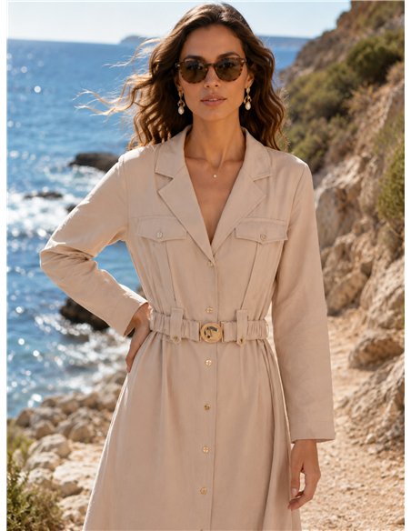 Vestido midi camisa com cinto