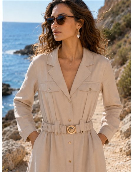 Vestido midi camisa com cinto