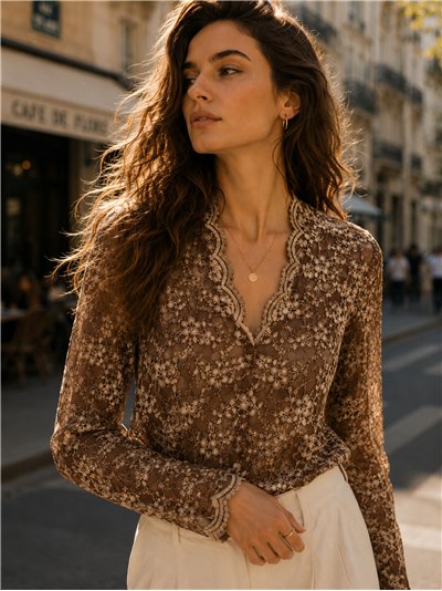 Camiseta encaje floral