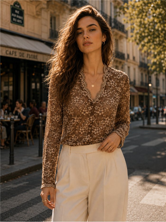 Camiseta encaje floral