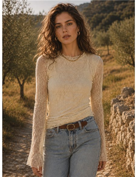 Camiseta encaje elástico