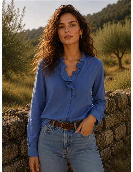 Blusa algodón con volante