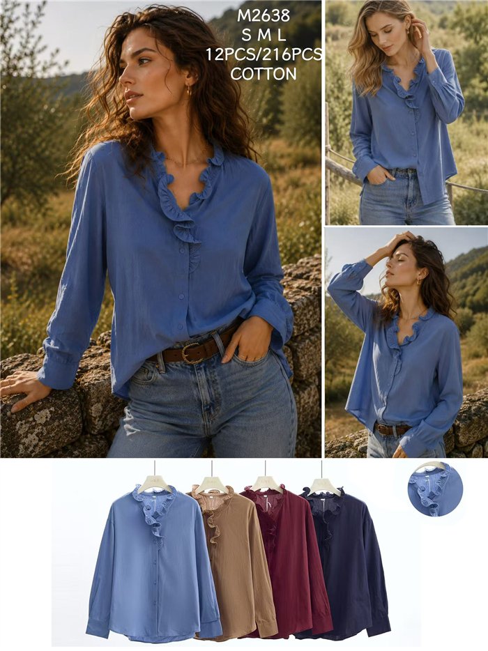 Blusa algodón con volante